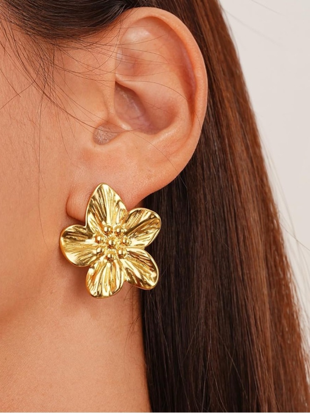 18K Gold Plated Floral Lightweight Statement Earrings
